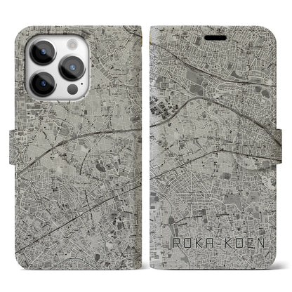 【芦花公園（東京都）】地図柄iPhoneケース（手帳タイプ）モノトーン・iPhone 14 Pro 用