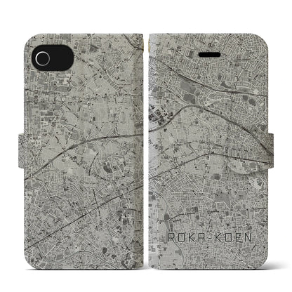 【芦花公園（東京都）】地図柄iPhoneケース（手帳タイプ）モノトーン・iPhone SE（第3 / 第2世代） / 8 / 7 / 6s / 6 用