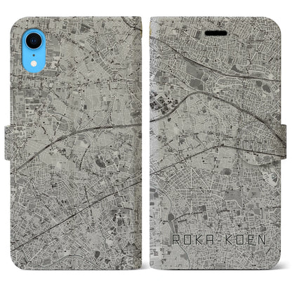 【芦花公園（東京都）】地図柄iPhoneケース（手帳タイプ）モノトーン・iPhone XR 用