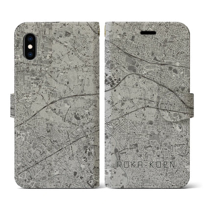 【芦花公園（東京都）】地図柄iPhoneケース（手帳タイプ）モノトーン・iPhone XS / X 用