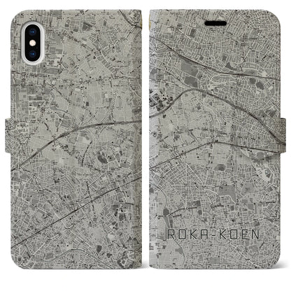 【芦花公園（東京都）】地図柄iPhoneケース（手帳タイプ）モノトーン・iPhone XS Max 用