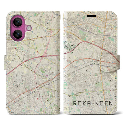 【芦花公園（東京都）】地図柄iPhoneケース（手帳タイプ）ナチュラル・iPhone 16 Pro 用