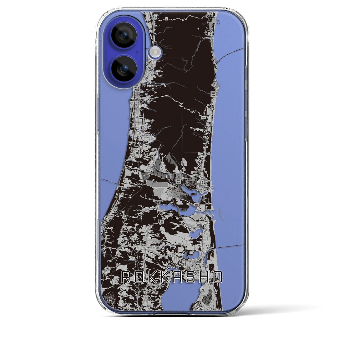 【六ヶ所（青森県）】地図柄iPhoneケース（クリアタイプ）モノトーン・iPhone 16 Pro Max 用