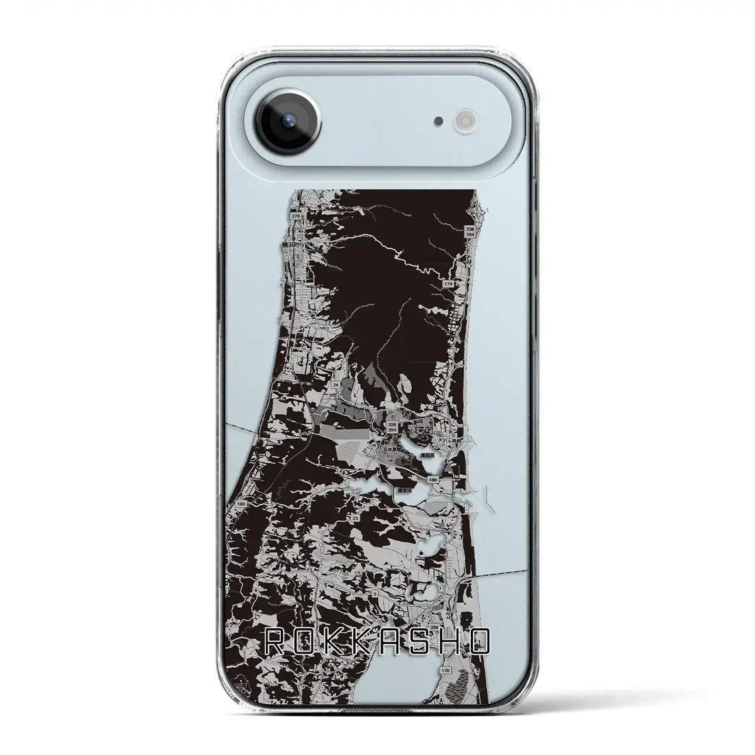 【六ヶ所(青森県)】地図柄iPhoneケース(クリアタイプ)モノトーン・iPhone 17 Pro Max 用