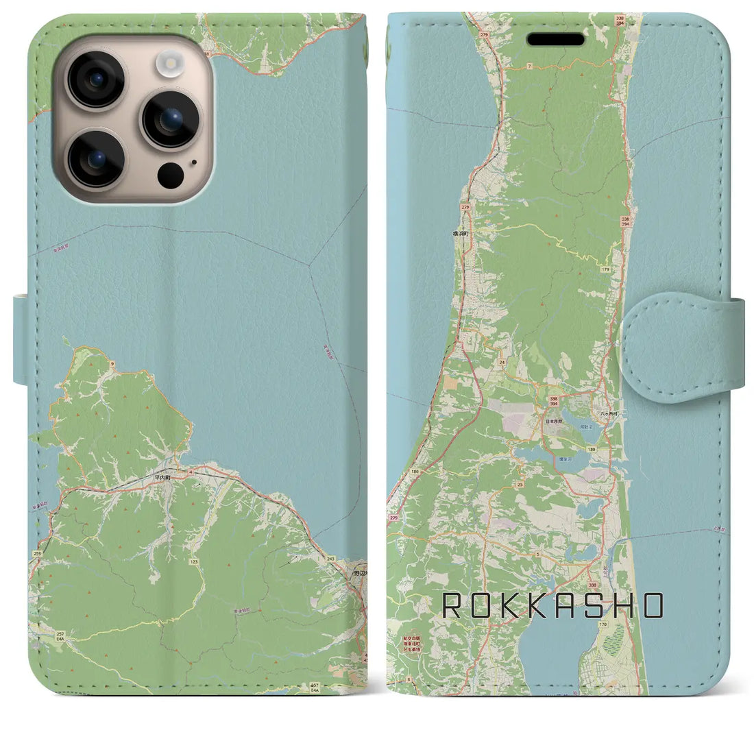 【六ヶ所（青森県）】地図柄iPhoneケース（手帳タイプ）