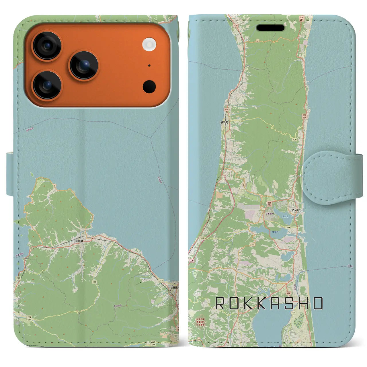 【六ヶ所（青森県）】地図柄iPhoneケース（手帳タイプ）