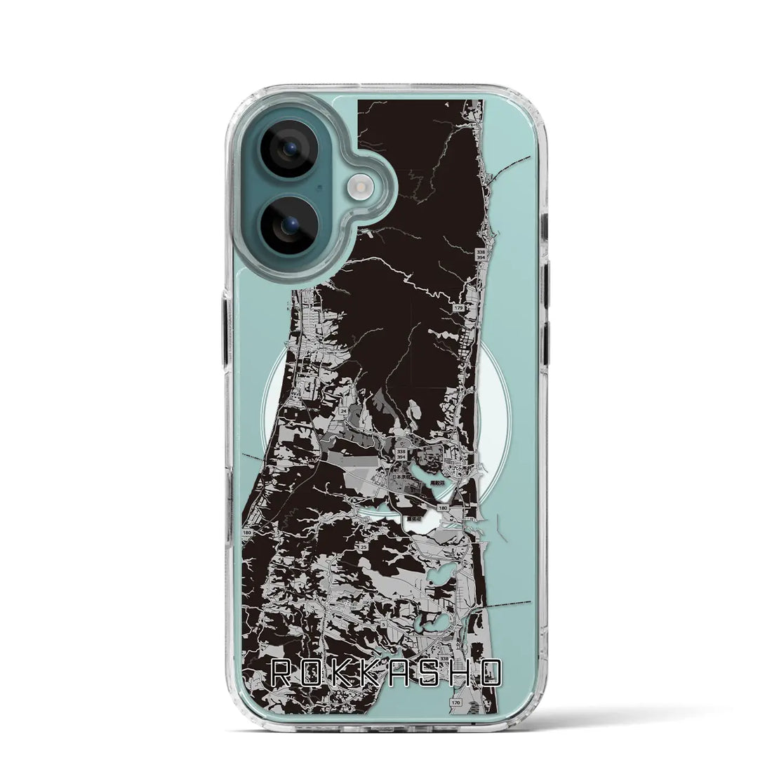 【六ヶ所（青森県）】地図柄iPhoneケース（MagSafeタイプ）モノトーン・iPhone 16 Pro 用