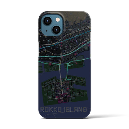 【六甲アイランド（兵庫県）】地図柄iPhoneケース（バックカバータイプ）