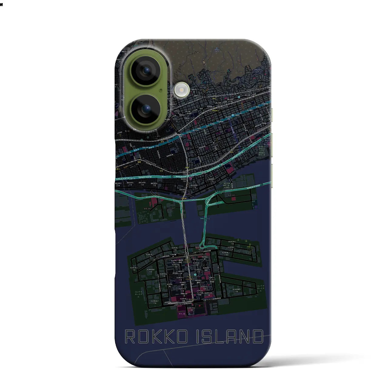 【六甲アイランド（兵庫県）】地図柄iPhoneケース（バックカバータイプ）