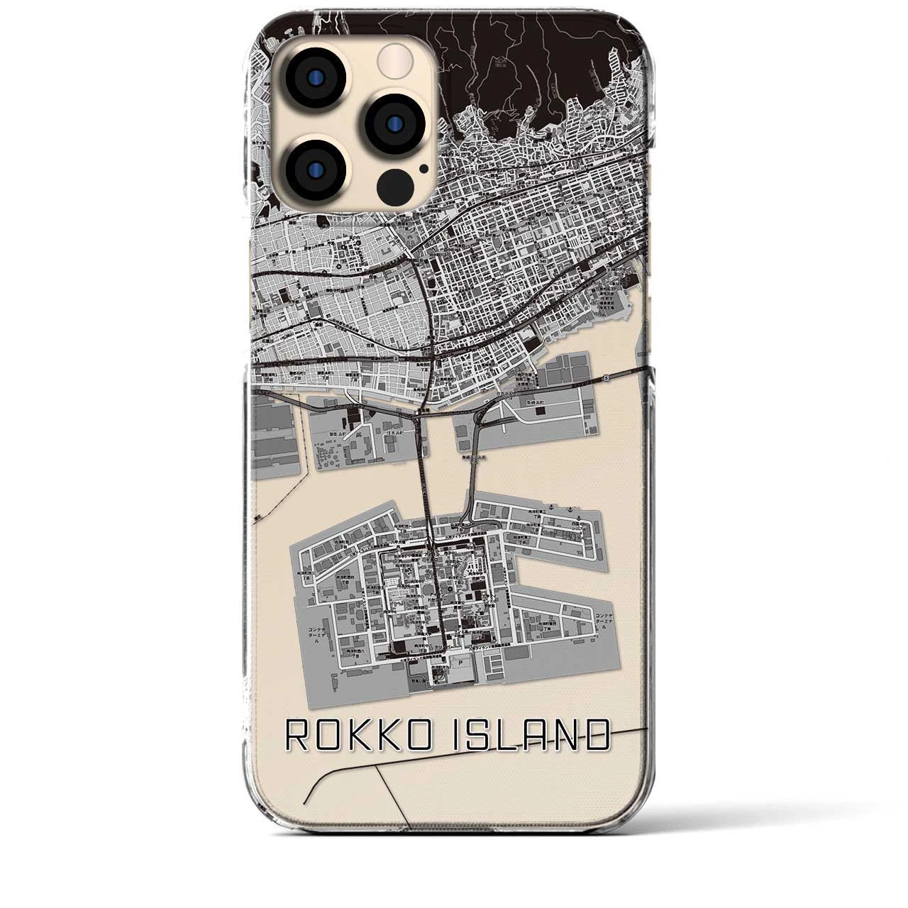 【六甲アイランド（兵庫県）】地図柄iPhoneケース（クリアタイプ）