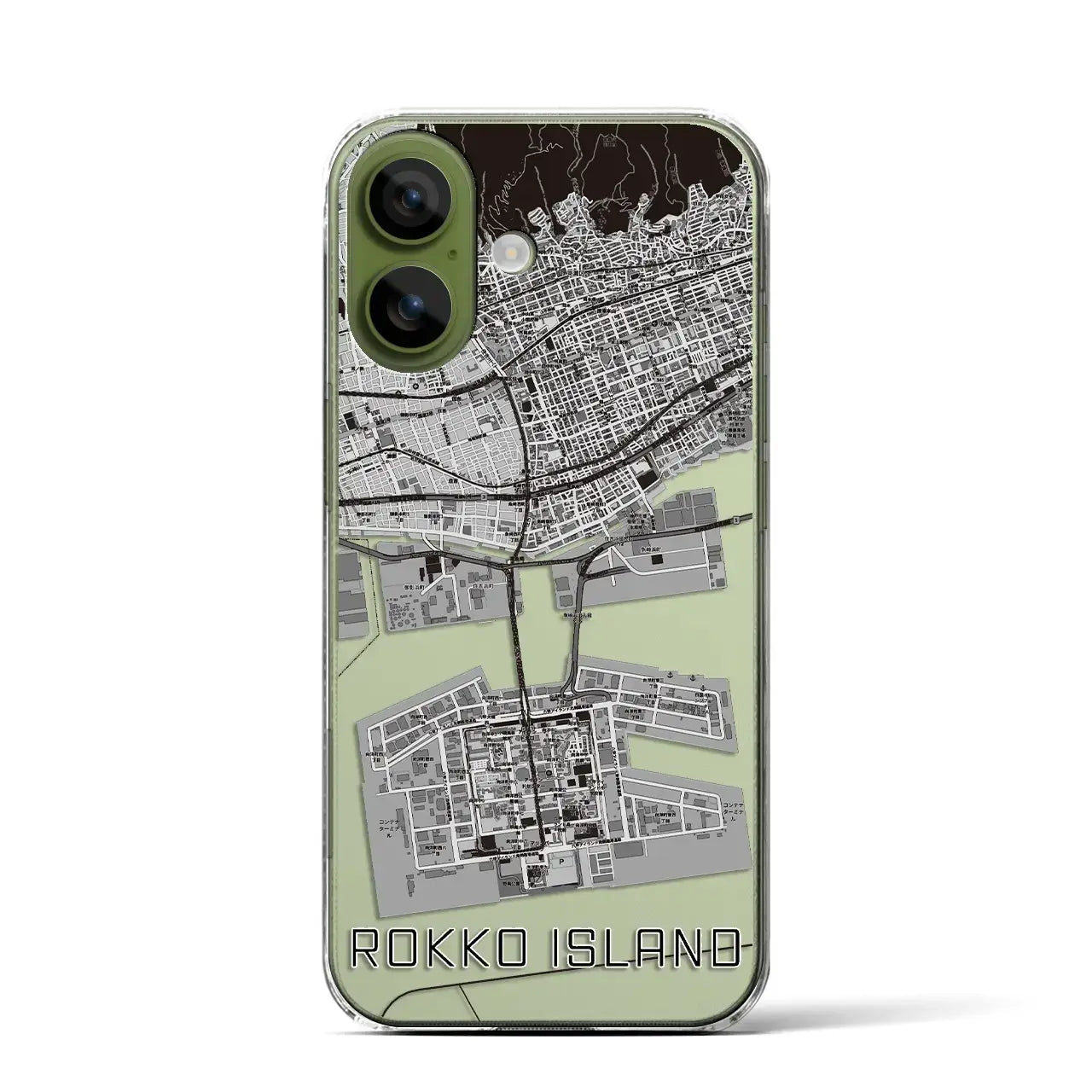 【六甲アイランド（兵庫県）】地図柄iPhoneケース（クリアタイプ）