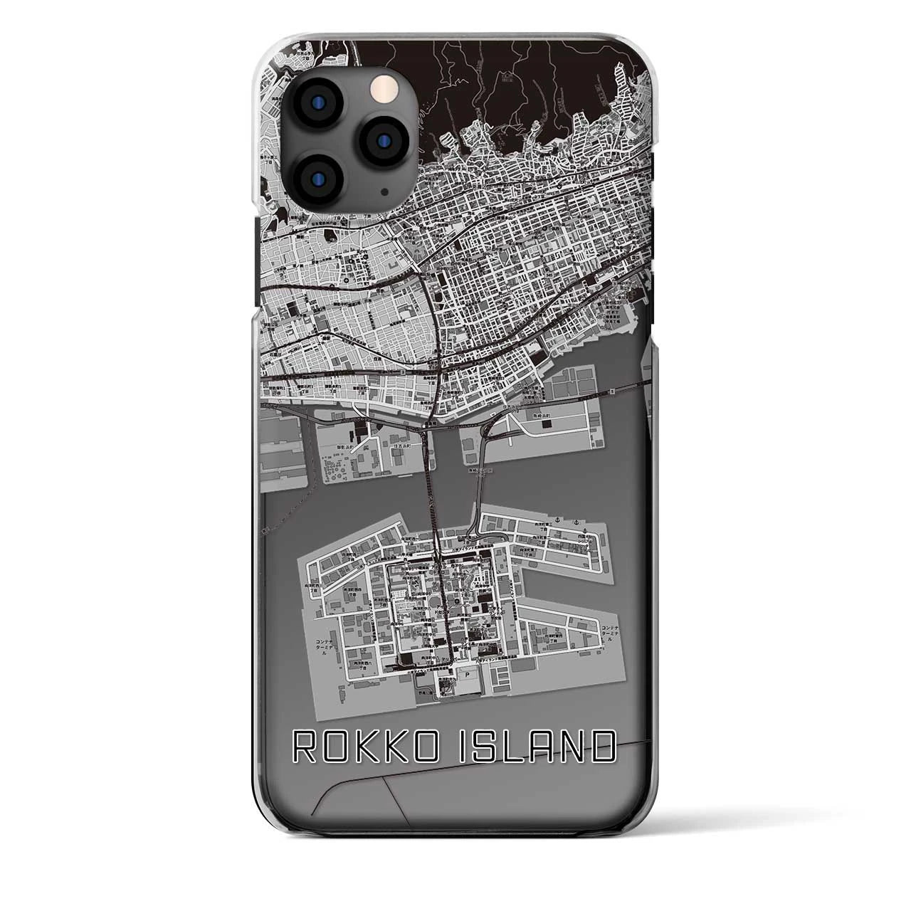 【六甲アイランド（兵庫県）】地図柄iPhoneケース（クリアタイプ）