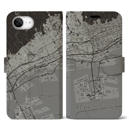 【六甲アイランド（兵庫県）】地図柄iPhoneケース（手帳タイプ）