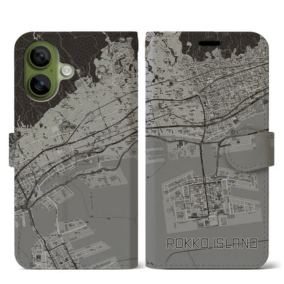 【六甲アイランド（兵庫県）】地図柄iPhoneケース（手帳タイプ）