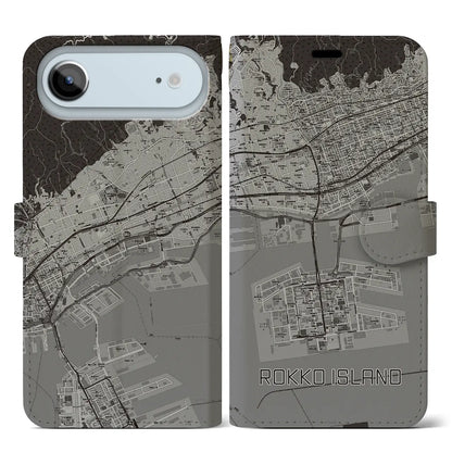 【六甲アイランド（兵庫県）】地図柄iPhoneケース（手帳タイプ）