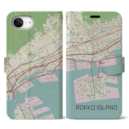 【六甲アイランド（兵庫県）】地図柄iPhoneケース（手帳タイプ）