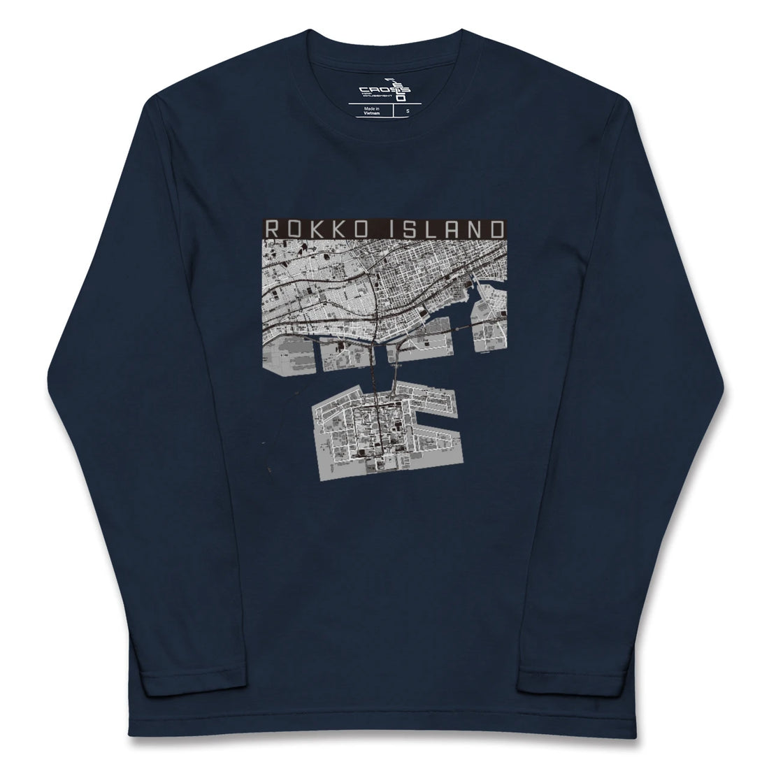 【六甲アイランド（兵庫県）】地図柄ロングスリーブTシャツ