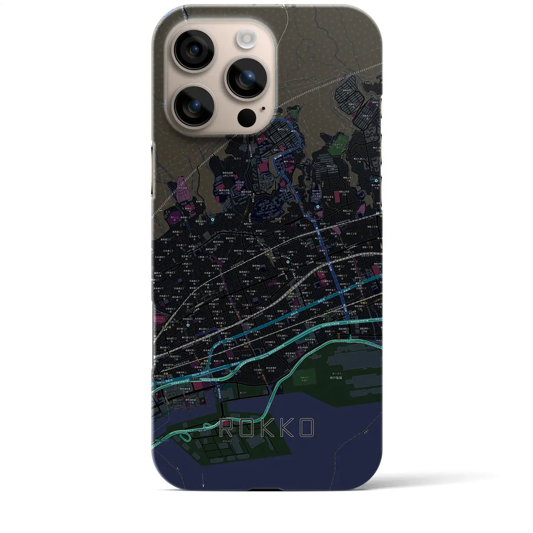 【六甲(兵庫県)】地図柄iPhoneケース(バックカバータイプ)