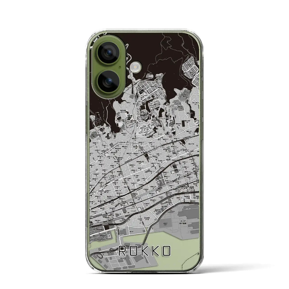 【六甲（兵庫県）】地図柄iPhoneケース（クリアタイプ）モノトーン・iPhone 17 Pro Max 用