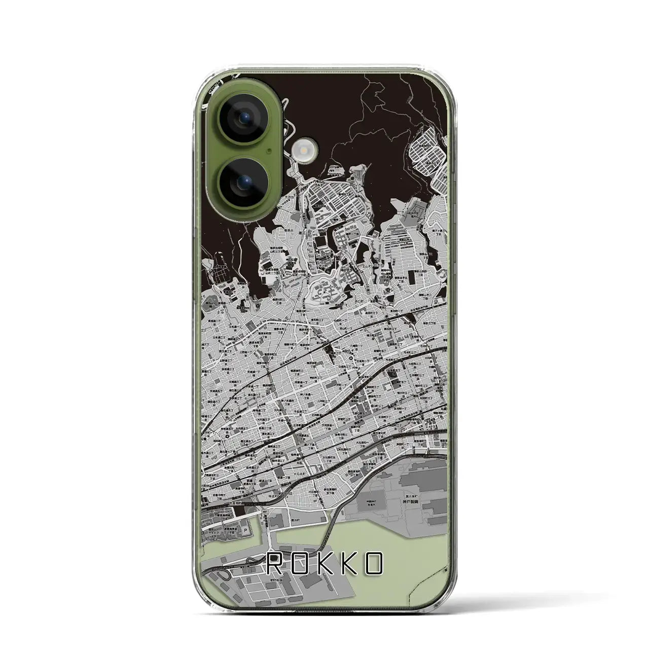 【六甲（兵庫県）】地図柄iPhoneケース（クリアタイプ）モノトーン・iPhone 17 Pro Max 用