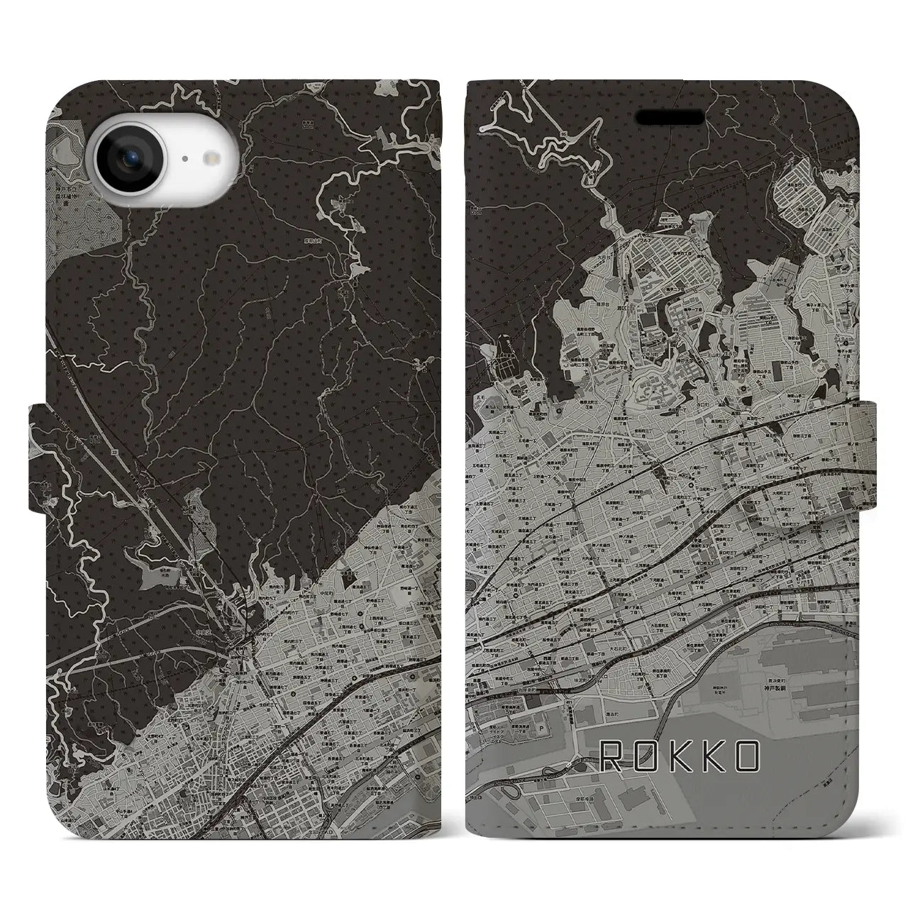 【六甲（兵庫県）】地図柄iPhoneケース（手帳タイプ）