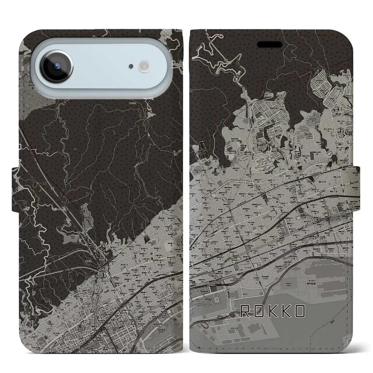 【六甲（兵庫県）】地図柄iPhoneケース（手帳タイプ）