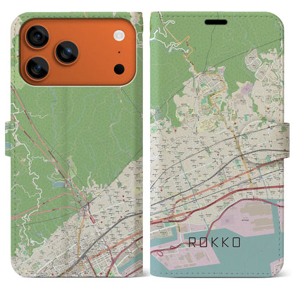 【六甲（兵庫県）】地図柄iPhoneケース（手帳タイプ）
