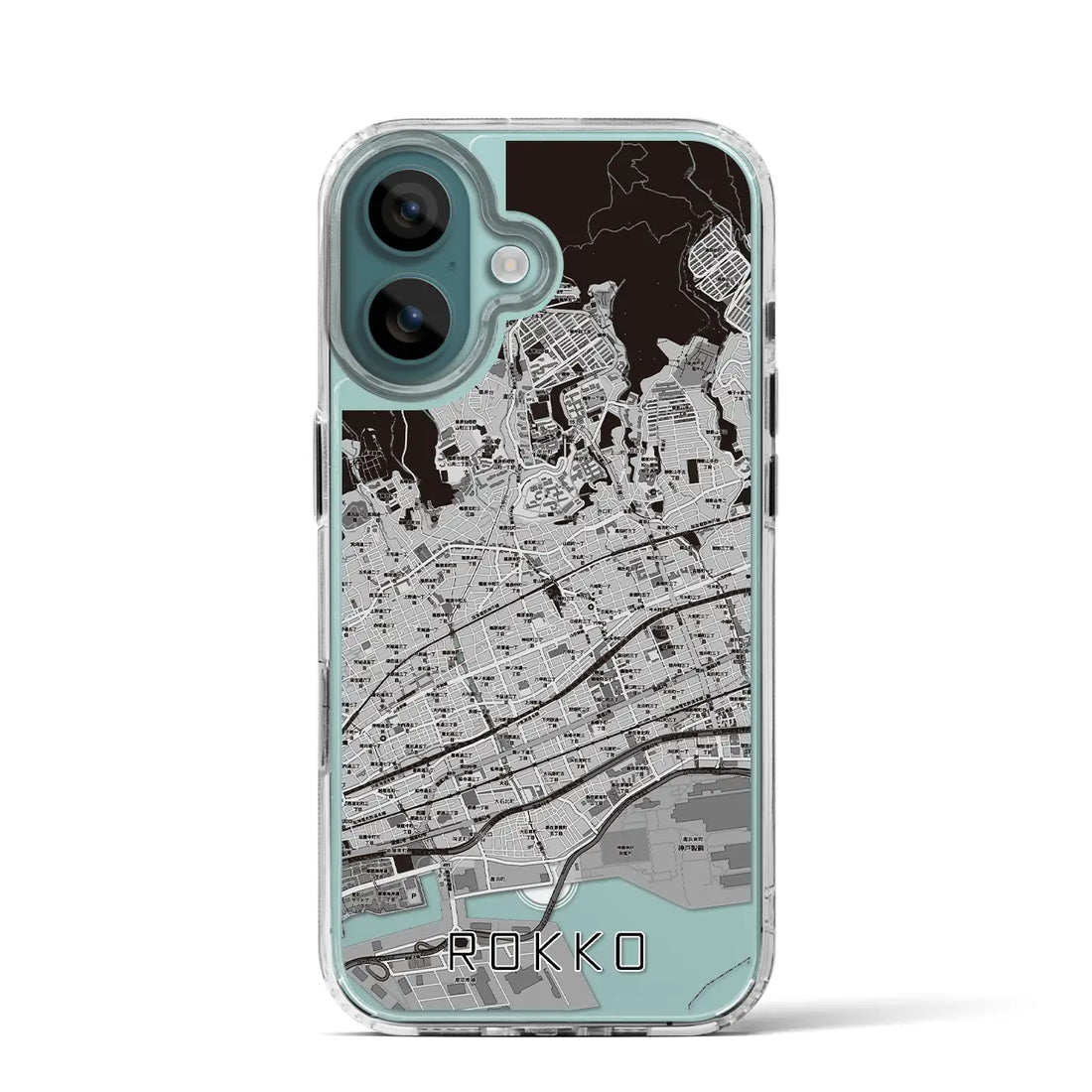 【六甲（兵庫県）】地図柄iPhoneケース（MagSafeタイプ）モノトーン・iPhone 16 Pro 用