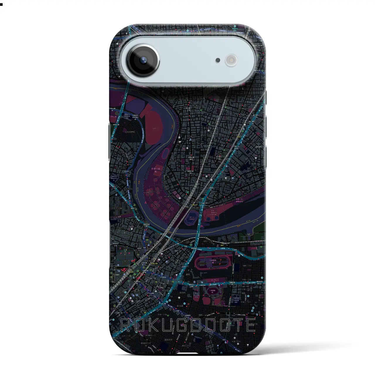 【六郷土手（東京都）】地図柄iPhoneケース（バックカバータイプ）