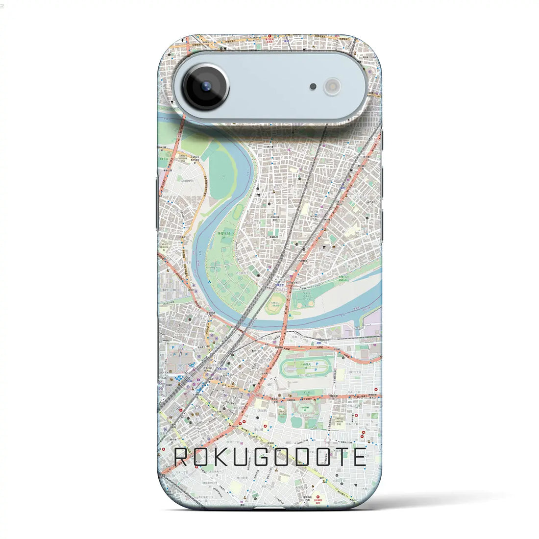 【六郷土手(東京都)】地図柄iPhoneケース(バックカバータイプ)ブラック・iPhone 17 Pro Max 用