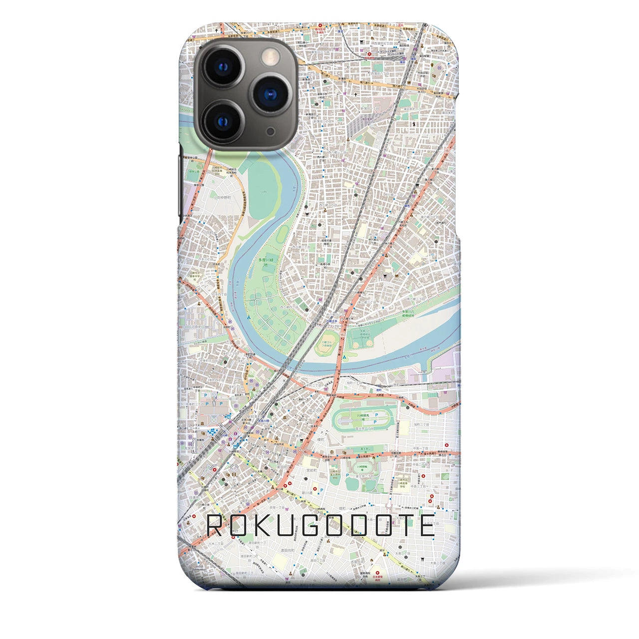 【六郷土手（東京都）】地図柄iPhoneケース（バックカバータイプ）