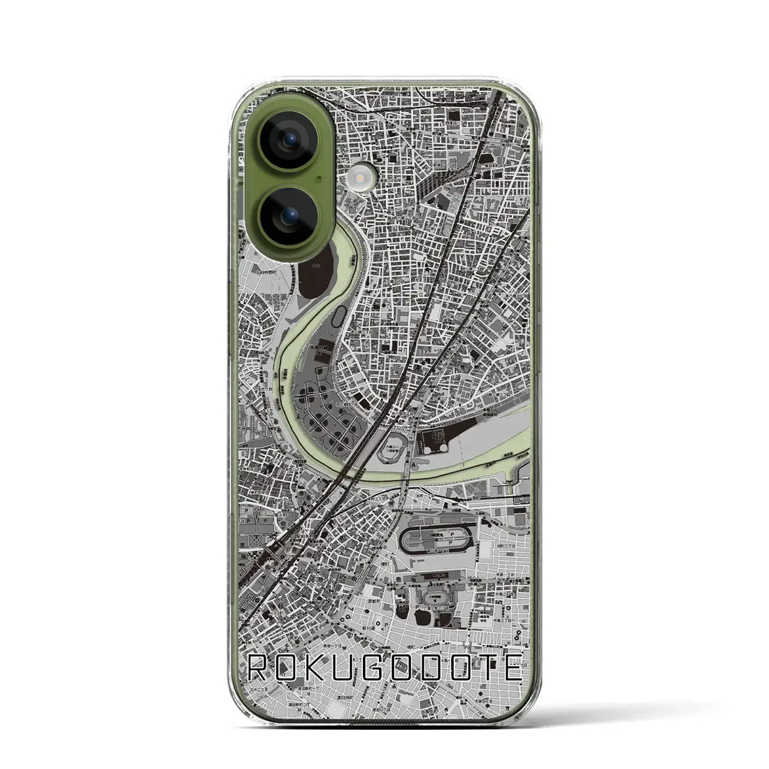 【六郷土手(東京都)】地図柄iPhoneケース(クリアタイプ)モノトーン・iPhone 17 Pro Max 用