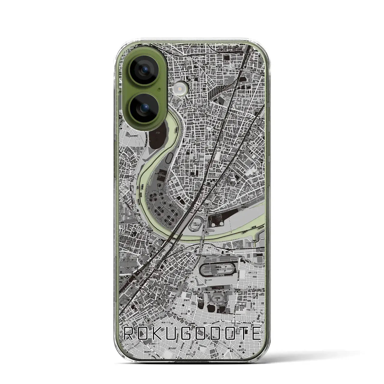 【六郷土手（東京都）】地図柄iPhoneケース（クリアタイプ）モノトーン・iPhone 17 Pro Max 用