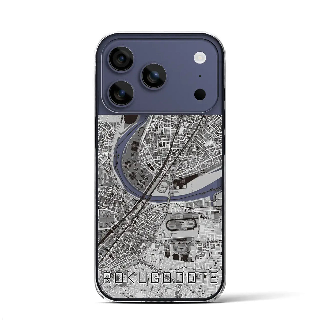 【六郷土手（東京都）】地図柄iPhoneケース（クリアタイプ）モノトーン・iPhone 17 Pro Max 用