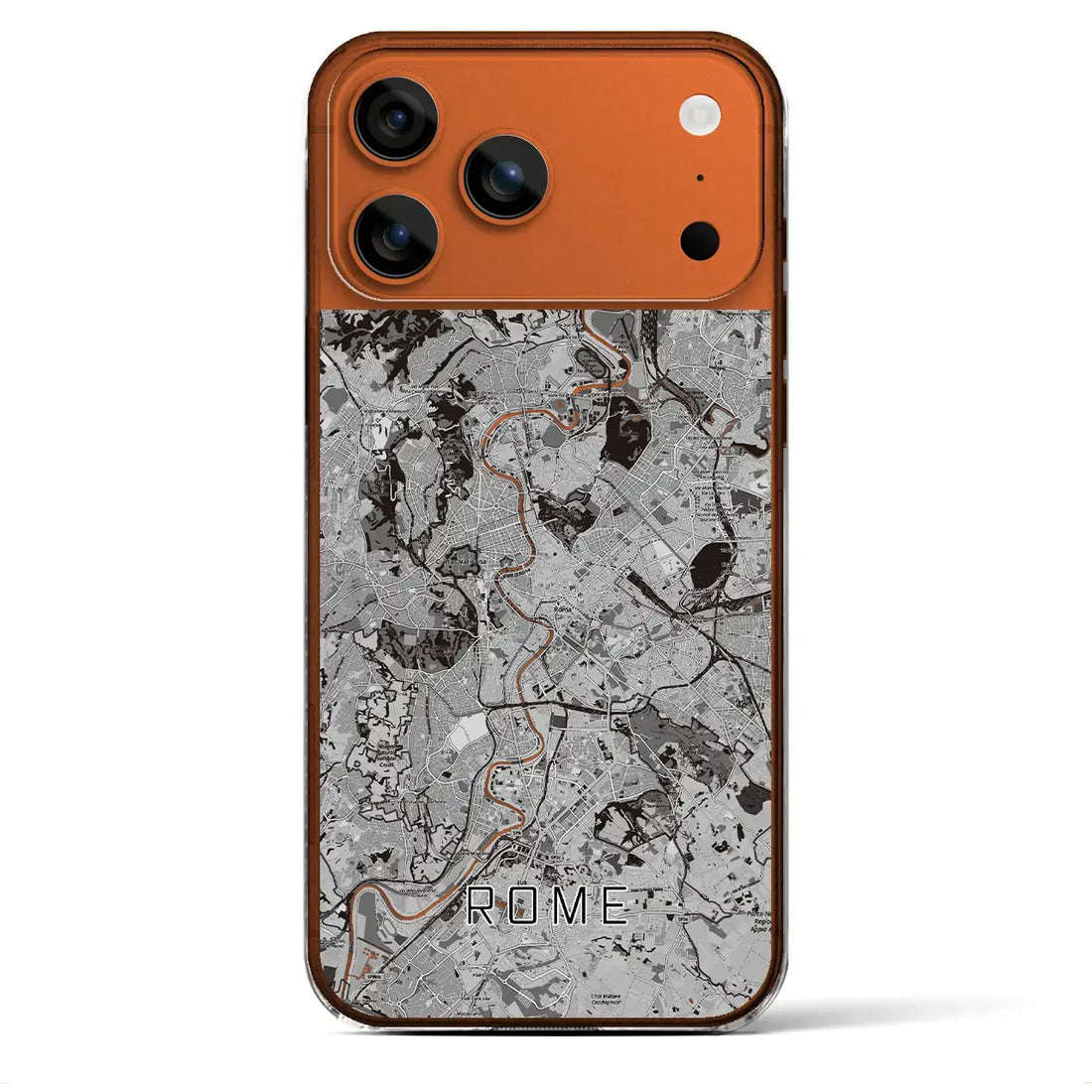 【ローマ（イタリア）】地図柄iPhoneケース（クリアタイプ）モノトーン・iPhone 17 Pro Max 用