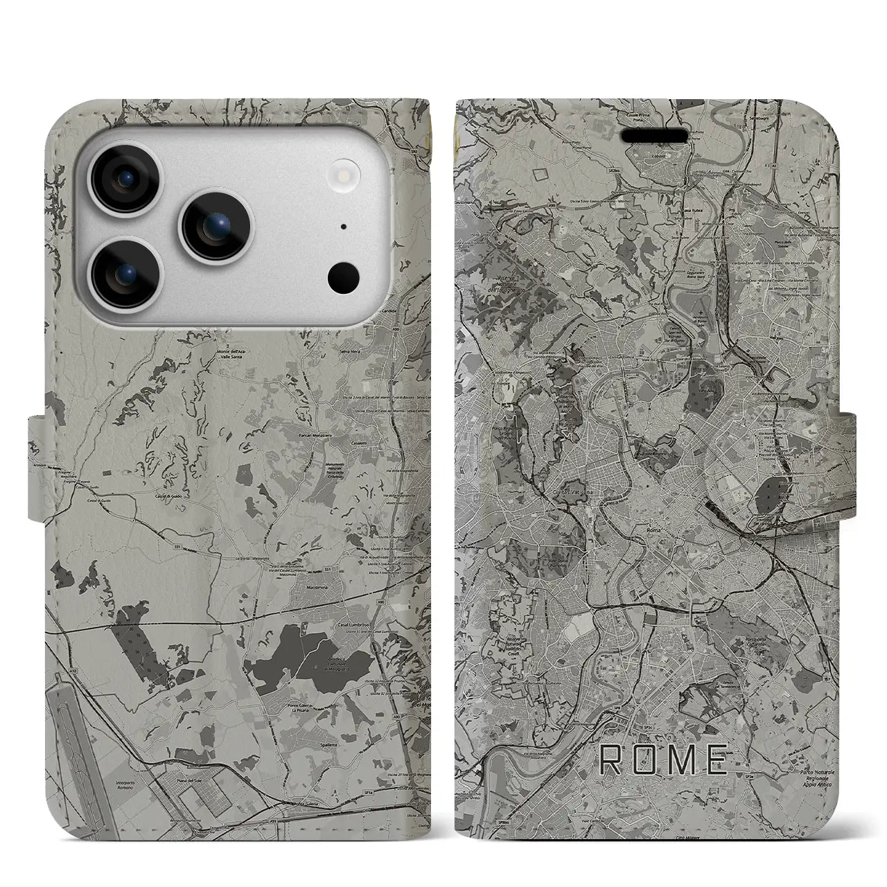 【ローマ（イタリア）】地図柄iPhoneケース（手帳タイプ）