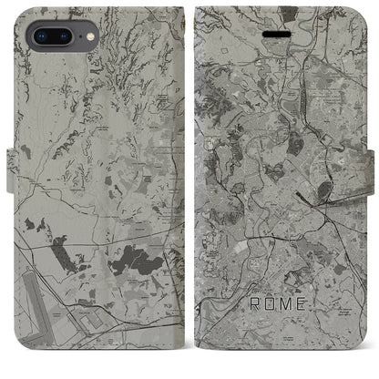 【ローマ（イタリア）】地図柄iPhoneケース（手帳タイプ）モノトーン・iPhone 8Plus /7Plus / 6sPlus / 6Plus 用