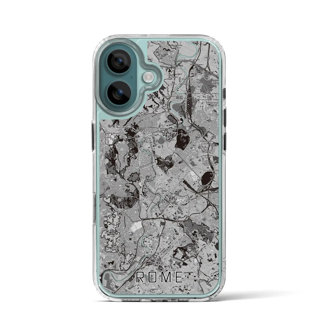 【ローマ（イタリア）】地図柄iPhoneケース（MagSafeタイプ）モノトーン・iPhone 16 Pro 用