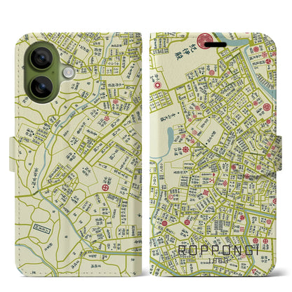 【六本木（東京都）】万延江戸図iPhoneケース（手帳タイプ）