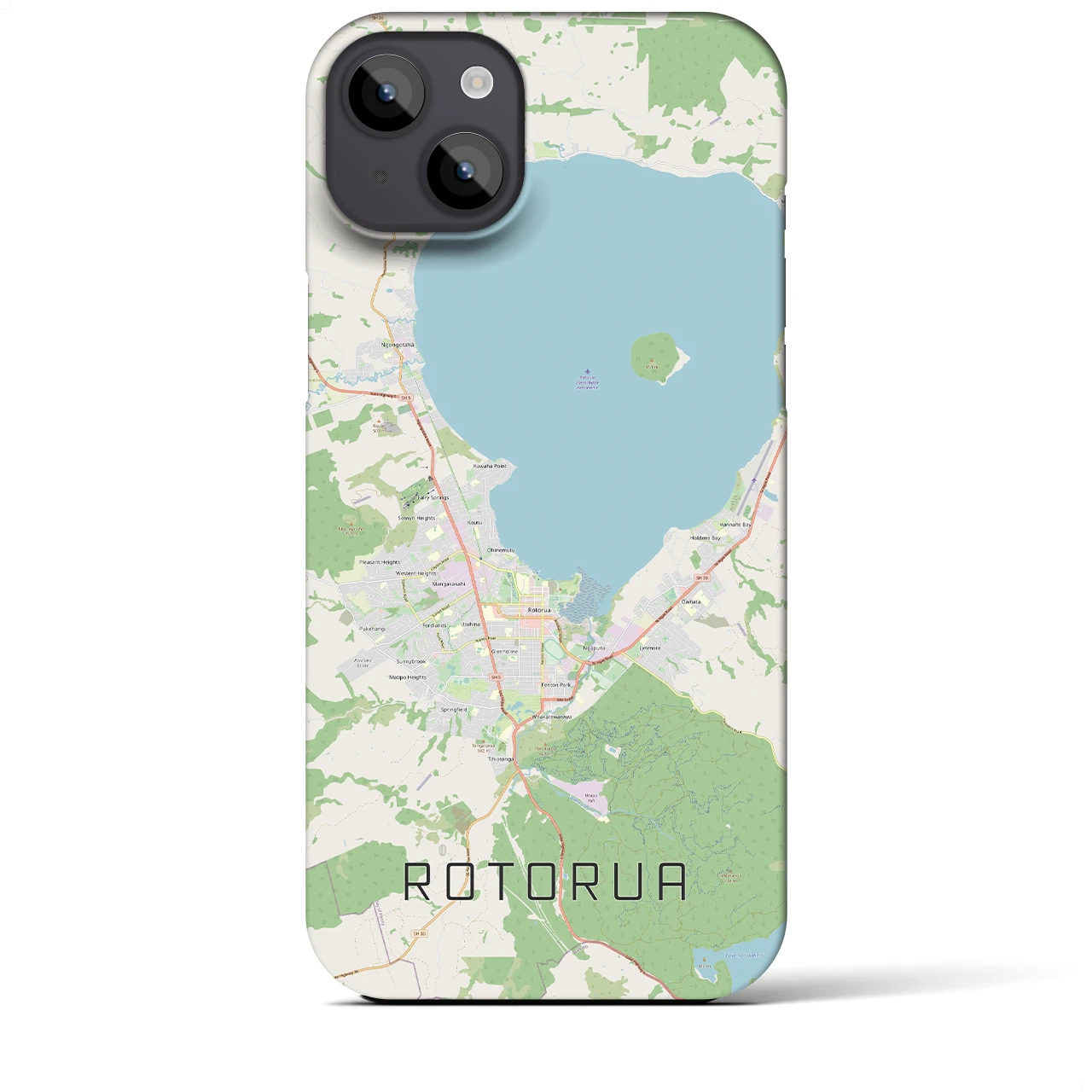 【ロトルア（ニュージーランド）】地図柄iPhoneケース（バックカバータイプ）