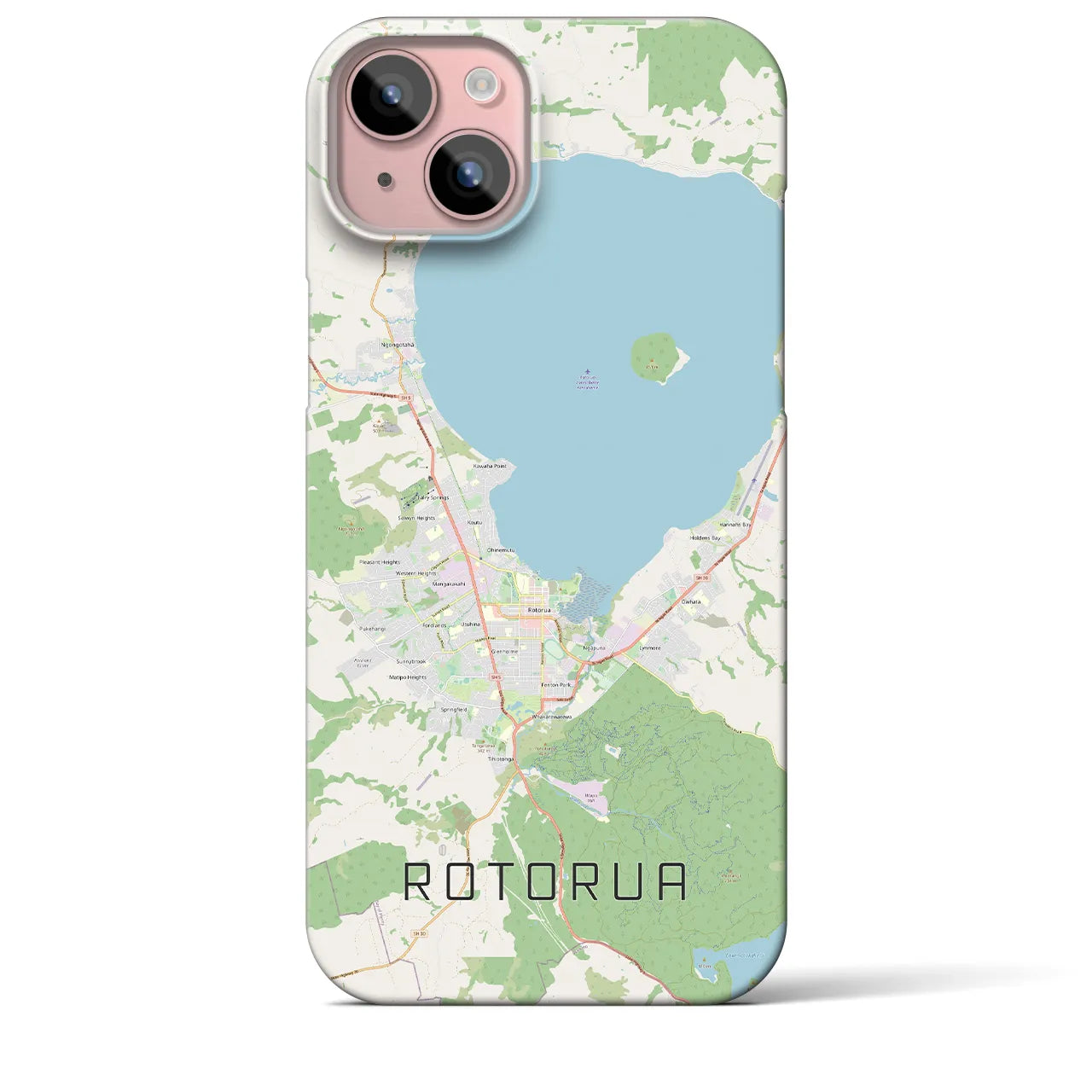 【ロトルア（ニュージーランド）】地図柄iPhoneケース（バックカバータイプ）