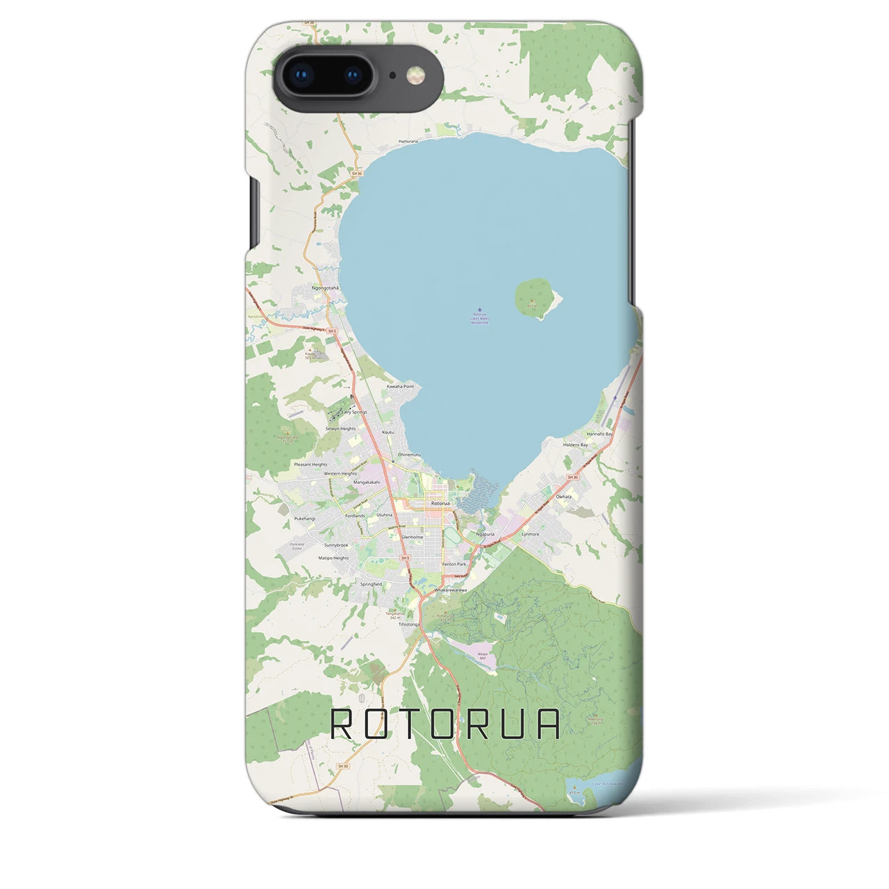 【ロトルア（ニュージーランド）】地図柄iPhoneケース（バックカバータイプ）