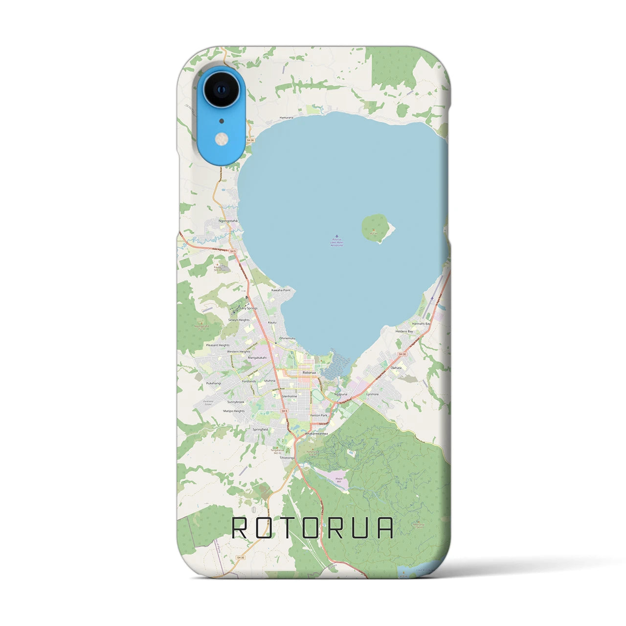 【ロトルア（ニュージーランド）】地図柄iPhoneケース（バックカバータイプ）