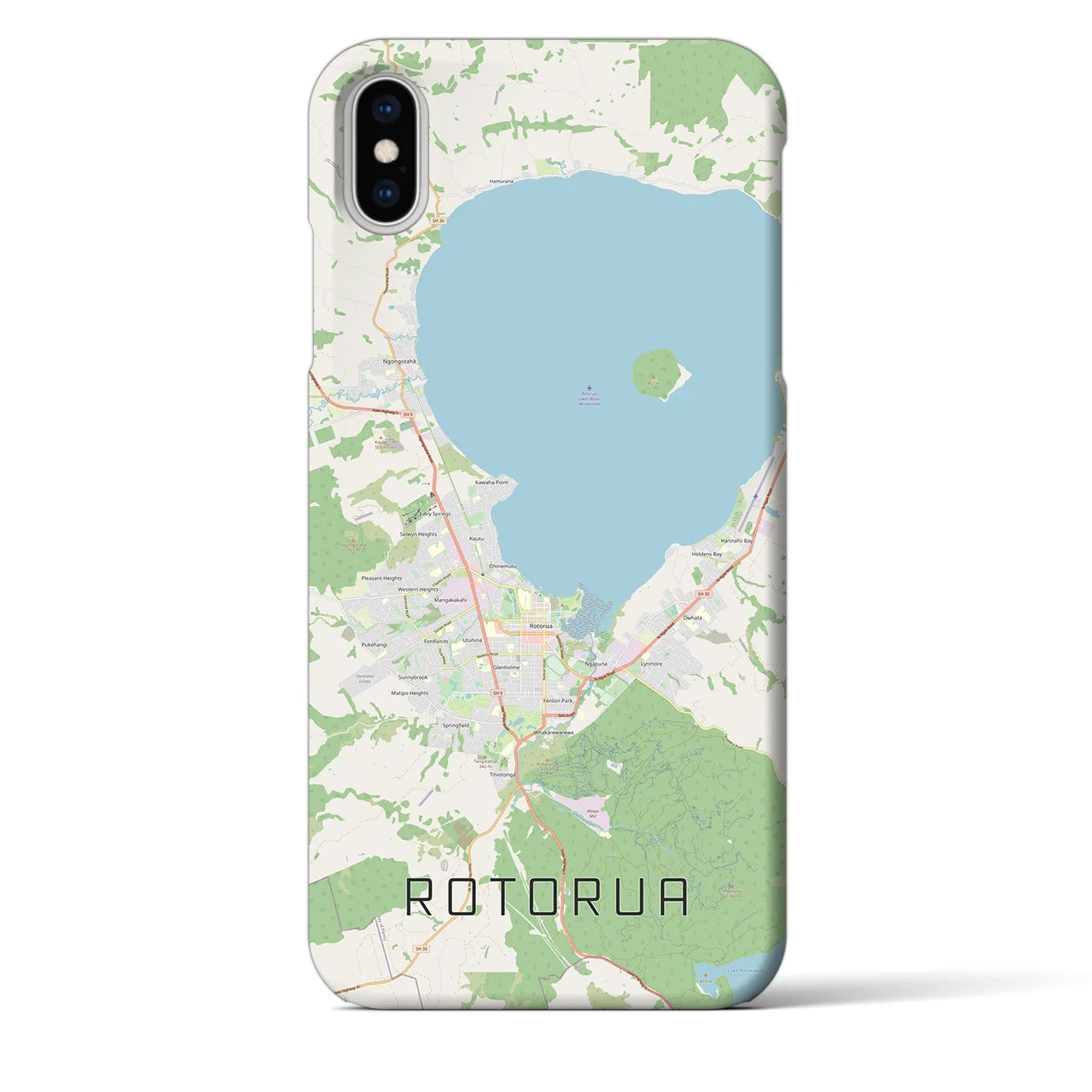 【ロトルア（ニュージーランド）】地図柄iPhoneケース（バックカバータイプ）