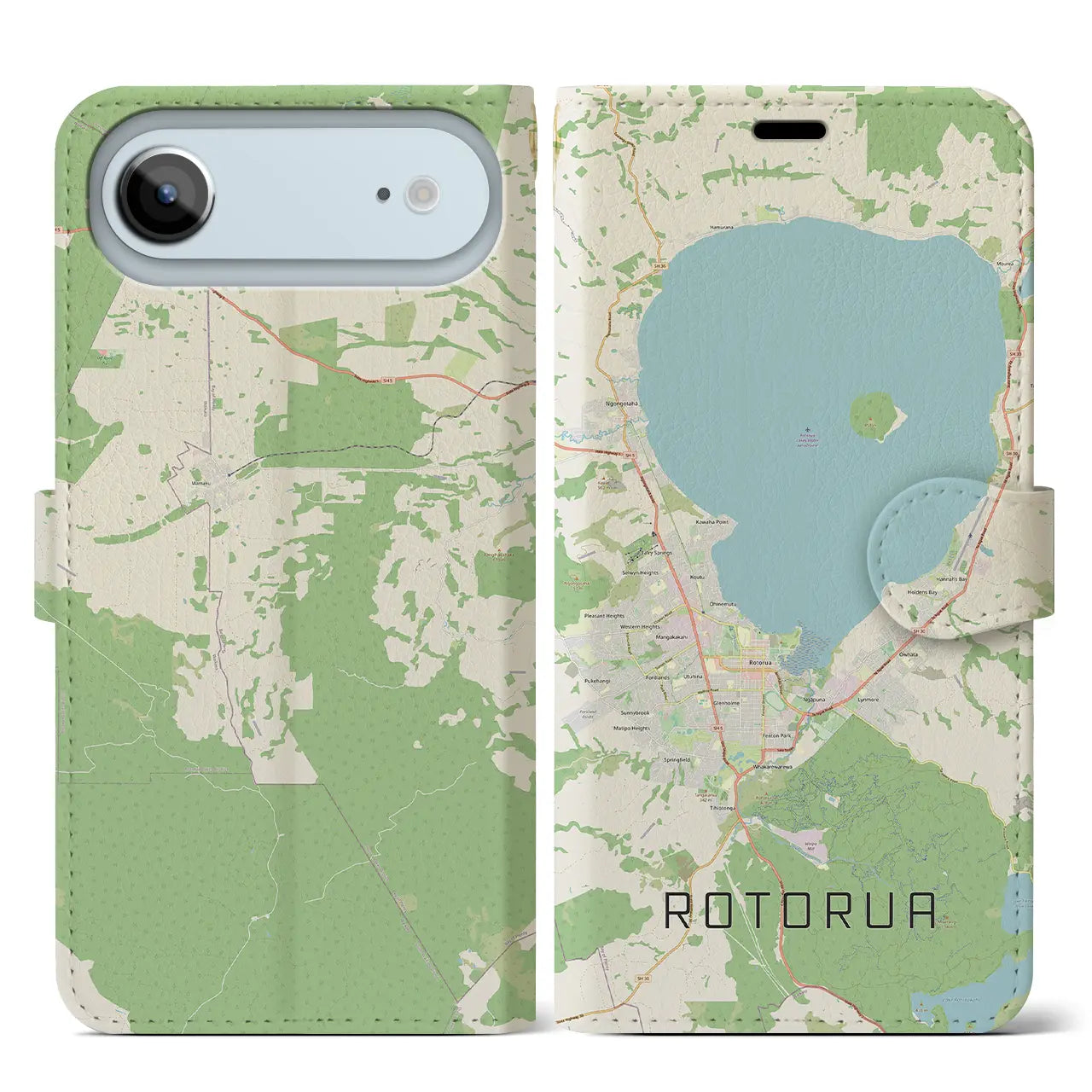 【ロトルア（ニュージーランド）】地図柄iPhoneケース（手帳タイプ）
