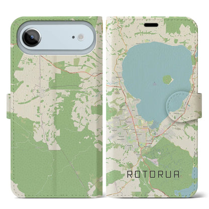 【ロトルア（ニュージーランド）】地図柄iPhoneケース（手帳タイプ）