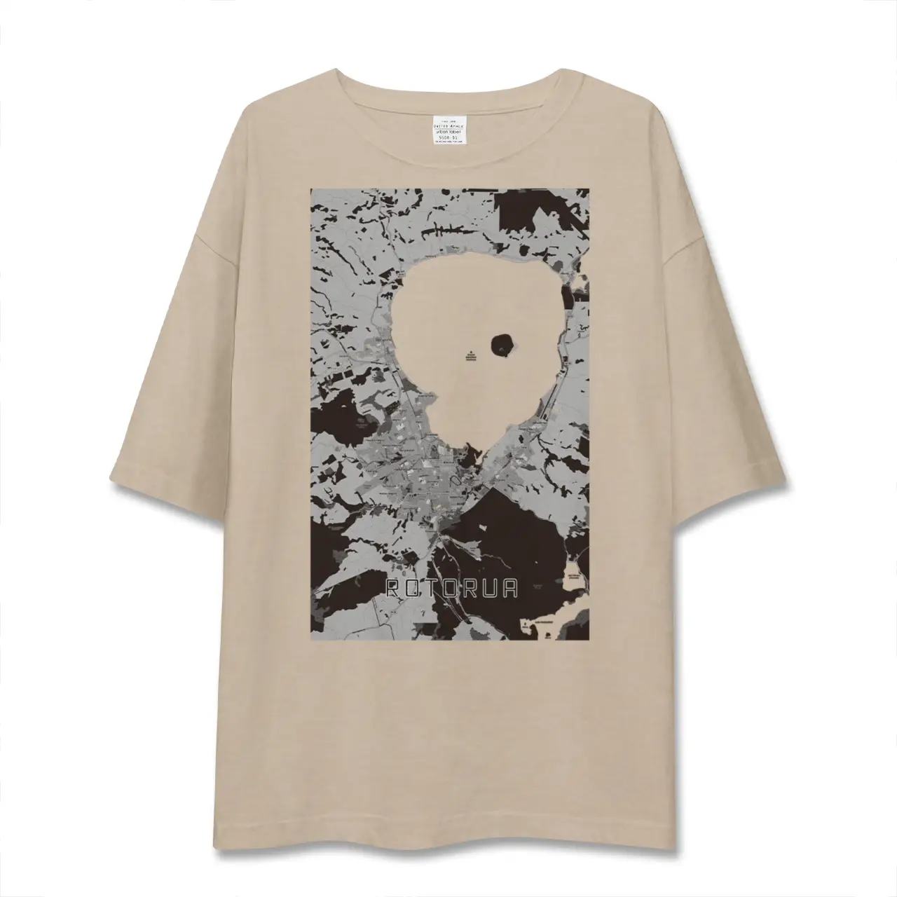 【ロトルア（ニュージーランド）】地図柄ビッグシルエットTシャツ
