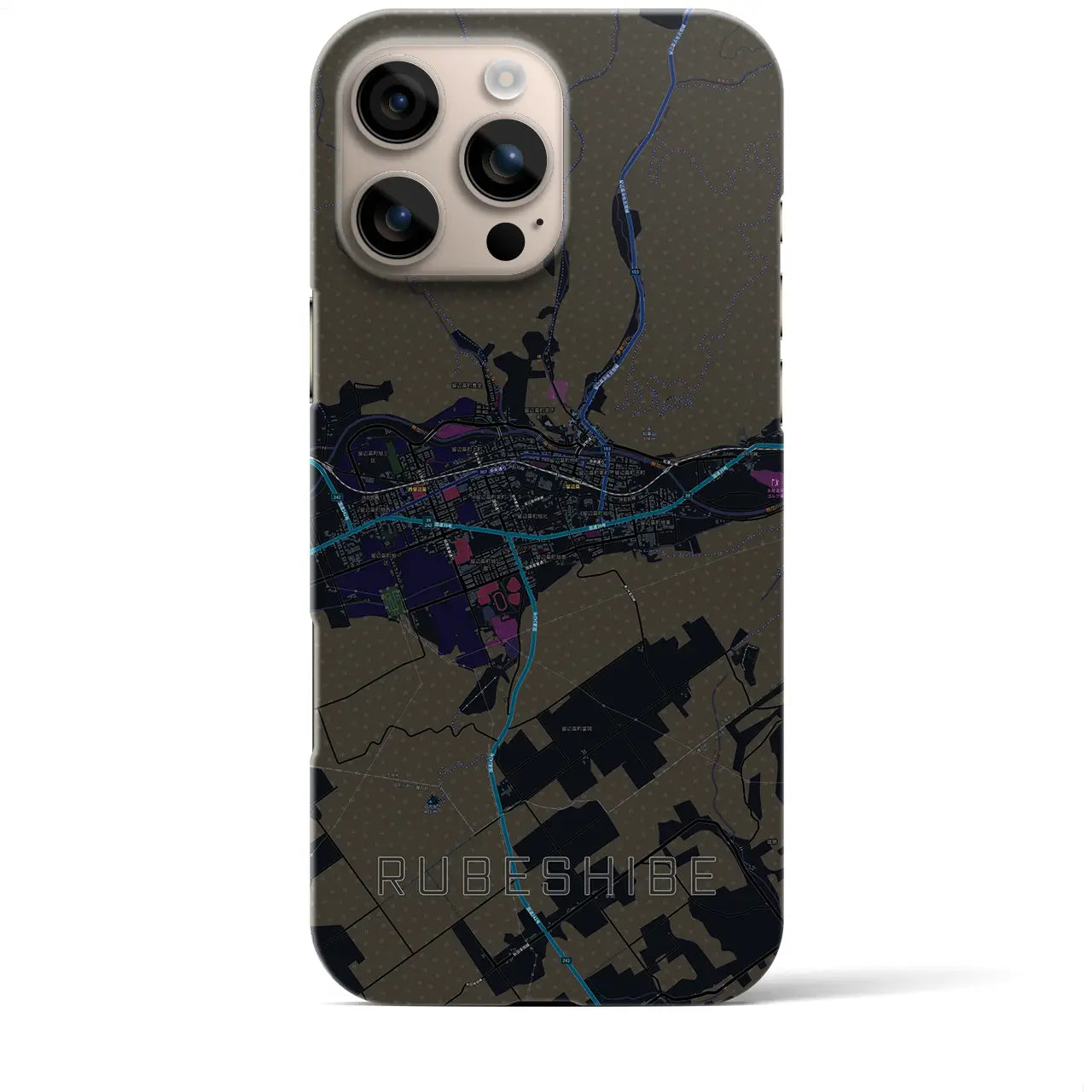 【留辺蘂（北海道）】地図柄iPhoneケース（バックカバータイプ）