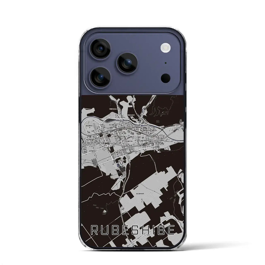 【留辺蘂（北海道）】地図柄iPhoneケース（クリアタイプ）モノトーン・iPhone 17 Pro Max 用
