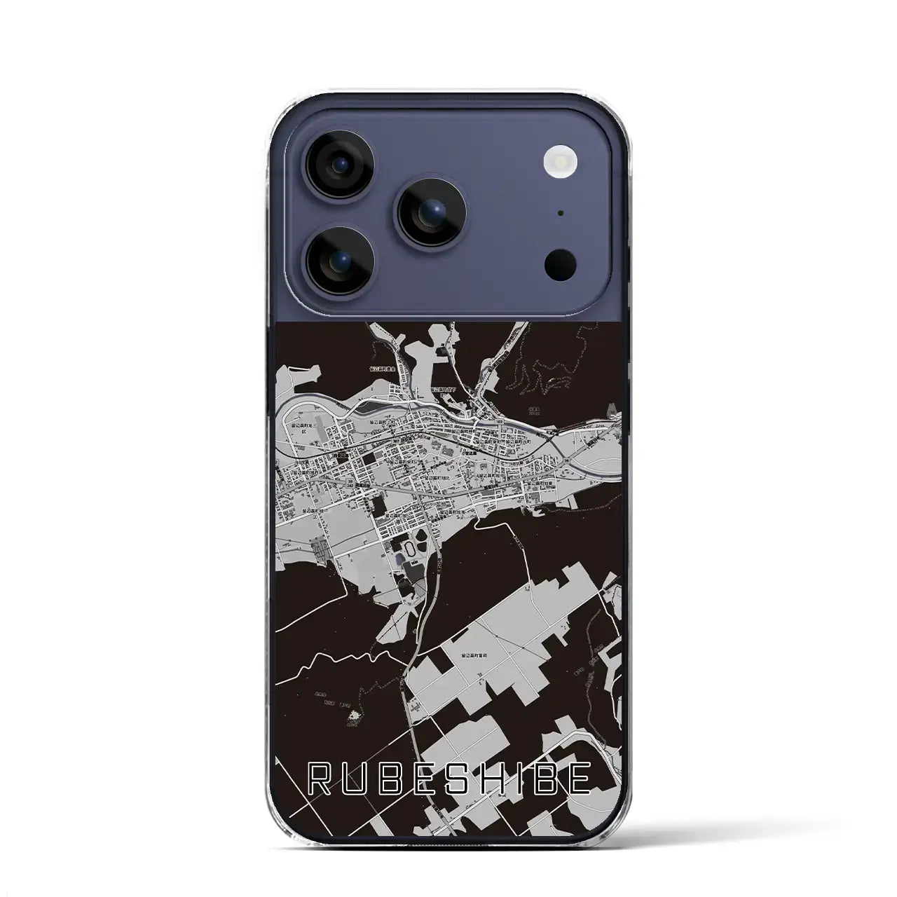 【留辺蘂（北海道）】地図柄iPhoneケース（クリアタイプ）モノトーン・iPhone 17 Pro Max 用